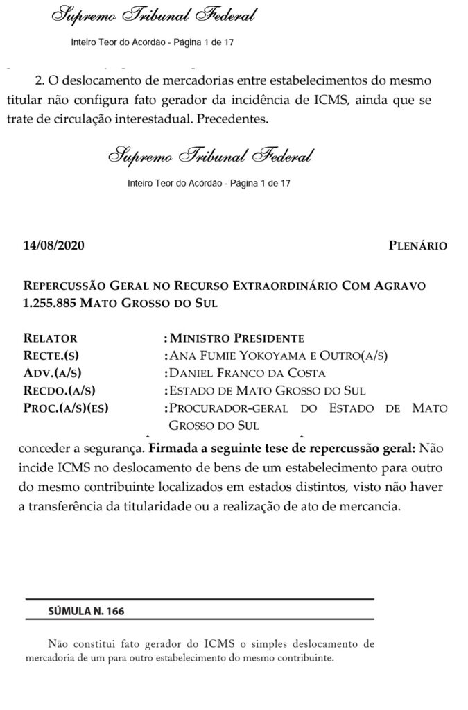 decisão gado com isenção de icms